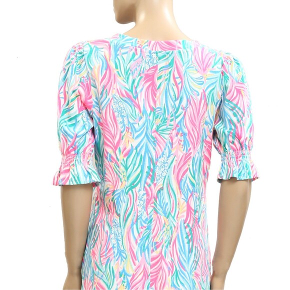 Lilly Pulitzer Adley Short Sleeve Mini Dress Smocked Printed Resort M NEW 282423 - Picture 8 of 9